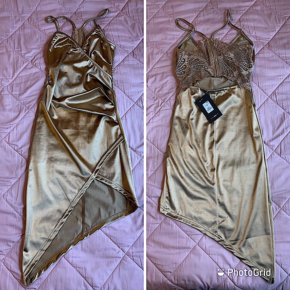 Fashion nova silk golden dress